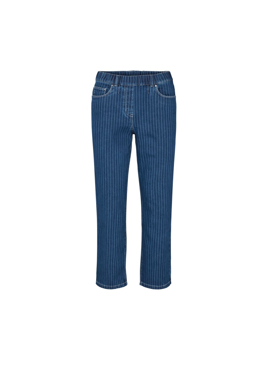 Silhouette Laurie | Helen Straight - Longueur Extra Courte - Rayure Denim Bleu