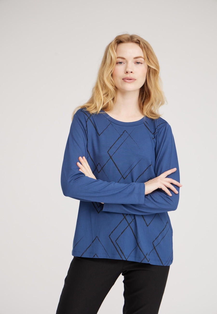 Tops Laurie | Blouse En Jersey Amanda Argyle - Imprime Nordique Bleu Noir