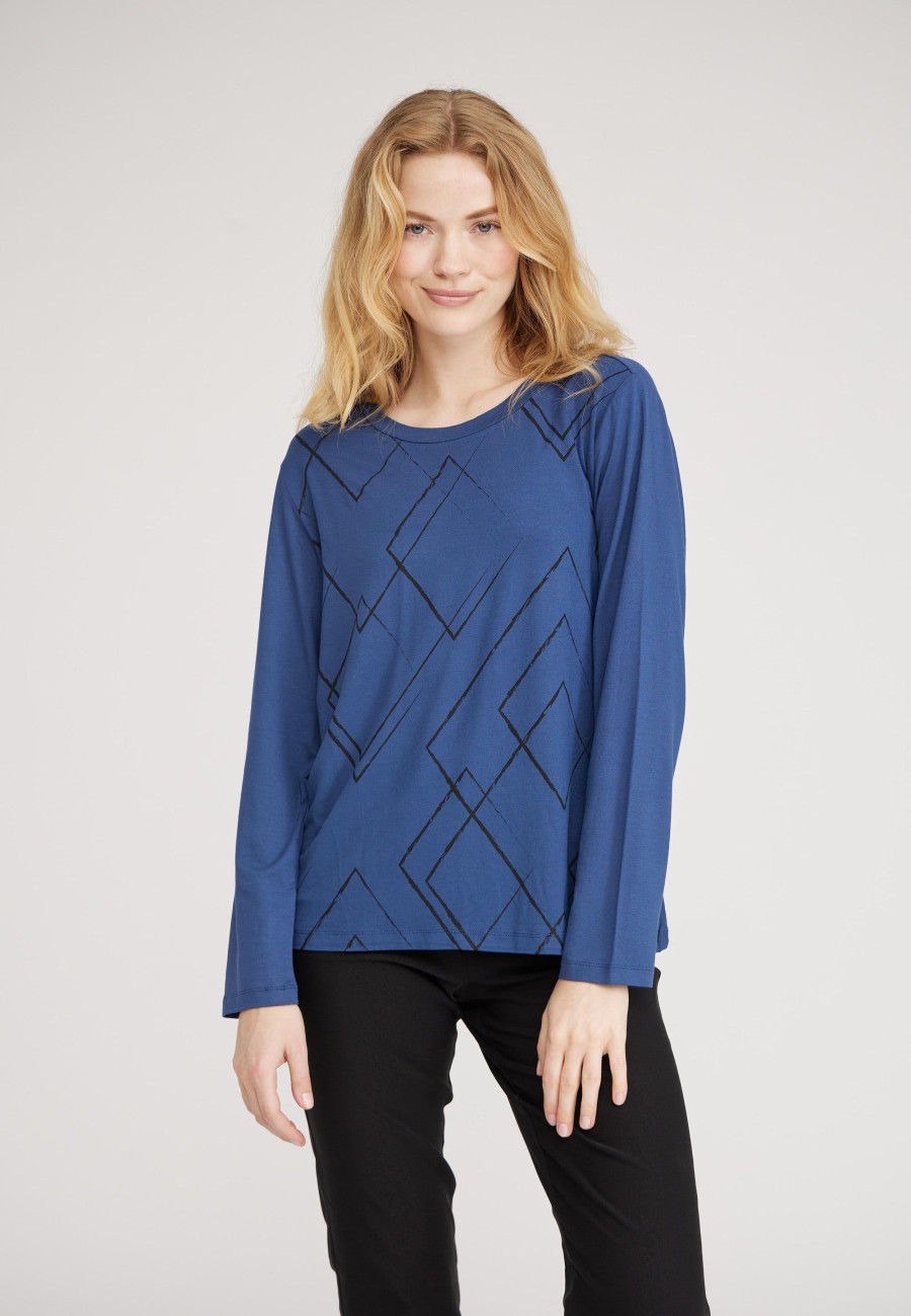 Tops Laurie | Blouse En Jersey Amanda Argyle - Imprime Nordique Bleu Noir