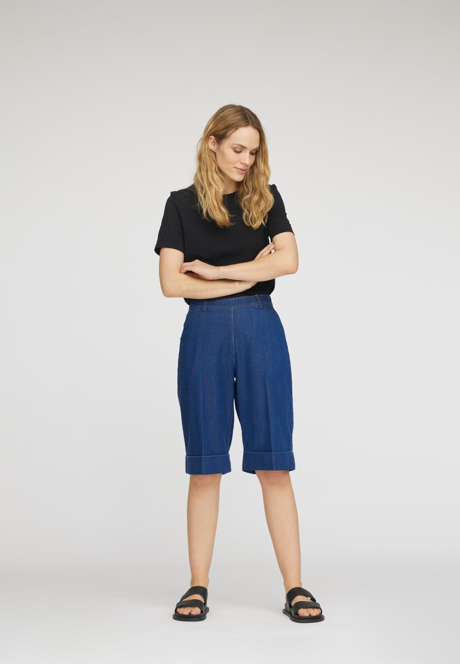 Silhouette Laurie | Short Ample A Revers Phoebe - Denim Bleu Moyen